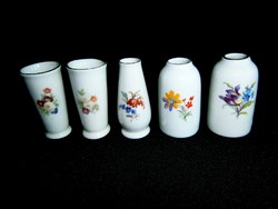 5 db Hollóházi virág mintás porcelán ibolya váza 