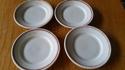 Zsolnay porcelain red striped mszmp cake plate 4 pcs for sale!