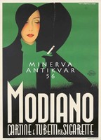 Art deco cigaretta dohány reklám elegáns hölgy portré kalap füst 1933 Vintage/antik plakát reprint