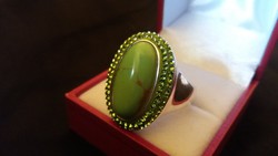 Brutal silver ring with agate size 64