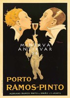 Art deco szeszesital reklám, pohár Cupido hölgy úr portré elegáns 1920 Vintage/antik plakát reprint