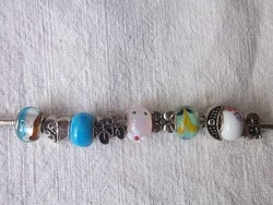 Zománc és kézzel festett üveggolyós divatos karkötő-karlánc