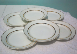 Retro orosz aranyozott fehér porcelánok, lapos tányér 6 db együtt