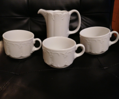 Három Rosenthal 'Monbijou', gyönyörűszép, fehér teás/kávéscsésze tejkiöntővel. Hibátlanok! 