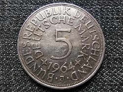 Németország NSZK (1949-1990) .625 ezüst 5 Márka 1964 J (id22989)	