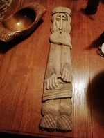 Régi fából készült szobor fali dísz