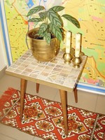 Vintage,Mid-Century Modern,Retró kőlapos mozaik asztal, dekor asztal