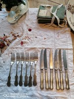 Antik Diana fejes jelzésű ezüst desszertes kések és villák
