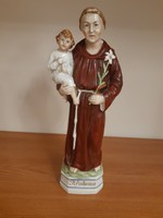#165, St Antonius porcelán szobra, 10 cm magas