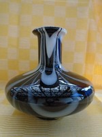 Muránói üveg váza (fekete- fehér ) 