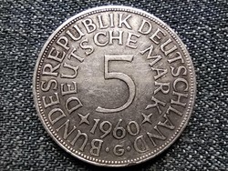 Németország NSZK (1949-1990) .625 ezüst 5 Márka 1960 G (id22985)	