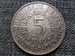 Németország NSZK (1949-1990) .625 ezüst 5 Márka 1959 J (id22982)	
