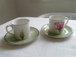 Porcelain villeroy & boch rosy 2 cups couple rose flora elegantine