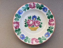 Régi rózsakosár mintás tányér fajansz rózsás népi falitányér 23 cm