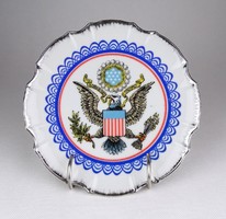 1B057 E Pluribus Ubum amerikai címeres sassal porcelán fali tányér 18 cm