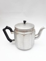 Régi alumínium teáskanna, kávéskanna bakelit füllel és fogóval retro konyhai eszköz, kiöntő