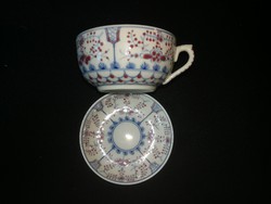 Antik Zsolnay teás csésze és tejszínes kanna