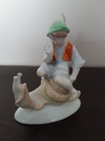 Drasche Csigán lovagló fiú porcelán figura