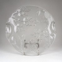 1B157 Virágdíszes művészi üveg kínáló tál üveg tálca 31 cm