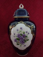 Wallendorf német porcelán kobalt kék fedeles váza, ibolya mintával. Vanneki!