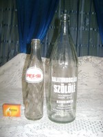 Retro üdítős palack - két darab - egy literes Balatonboglári szőlőlé és fél literes Pepsi cola 