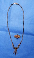 Czech garnet with antique necklace and badge