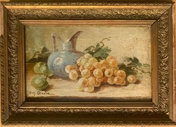 Eugéne Claude - Francia festő Csendélet szőlővel