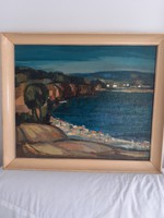 Signed Seaside Oil Painting