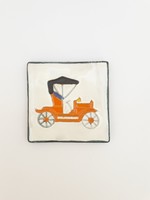 Retro kerámia falikép veterán autó mintával - iparművész falidísz