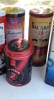Ballantines, Baccardi, Unicum, Carolans italos fém dísz doboz  4 db  2500.-ft/ db