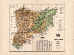Vas vármegye térkép 1888 (5) , megye, atlasz, eredeti, Kogutowicz, színes ceruzás és toll aláhúzások