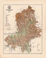 Nógrád megye térkép 1890 (5), vármegye, atlasz, 44 x 56 cm, Kogutowicz, színes ceruzás aláhúzások
