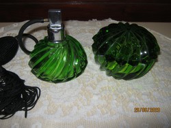 Régi zöld piperés üveg parfüm szóró 