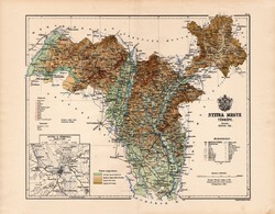 Nyitra megye térkép 1887 (5), vármegye, atlasz, 44 x 56 cm, színes ceruzás aláhúzás, Kogutowicz Manó