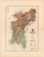Bars megye térkép 1888 (5), vármegye, atlasz, Kogutowicz, 44 x 57 cm, Gönczy Pál, Léva, Körmöcbánya