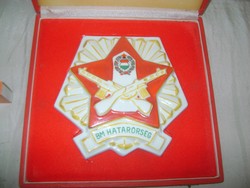 BM Határőrség - Hollóházi porcelán emlék plakett dobozában
