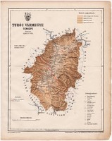 Turóc vármegye térkép 1899, Magyarország atlasz (a), Gönczy Pál, 24 x 30 cm, megye, Posner Károly