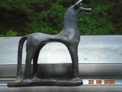 1960 Modern bronze stylized equestrian statue in Etruscan style
