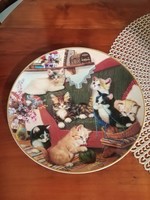 Cicás,macskás tányér,dísztányér,falitányér