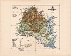 Baranya megye térkép 1888 (5), Magyarország, vármegye, atlasz, eredeti, Kogutowicz, 44 x 56 cm, Pécs