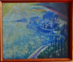 "Nádasdi Sárközy 935" jelzéssel festmény, kerettel 54 x 63 cm, olaj vászon kartonon, jelezve 