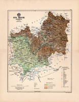 Ung megye térkép 1888 (5), vármegye, atlasz, Kogutowicz, 44 x 57 cm, Gönczy Pál, eredeti, Ungvár