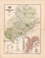 Csongrád megye térkép 1887, Szeged, Hódmezővásárhely, vármegye, atlasz, Kogutowicz Manó, 44 x 57 cm
