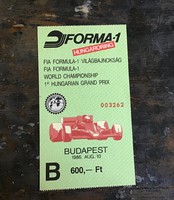 Forma 1 belépő jegy 1986