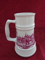 Lowland porcelain beer mug with Buda inscription and view, height 16.5 cm. He has!