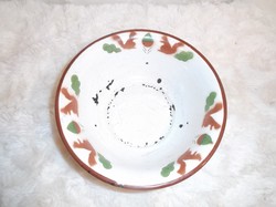 Fém - mókusos - régi - Osztrák - zománcozott - tányér - 16 x 5 cm - zománclepattanásokkal 