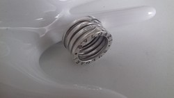 Ezüst Bvlgari feliratos rugós gyűrű