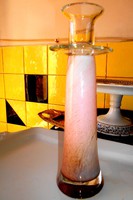 Art deco  üveg gyertyatartó-több színű skandináv üveg