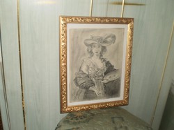 Rippl Rónai szignóval"Barokk hölgy"