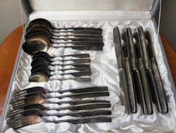 24 db -os antik ezüst evőeszköz készlet eredeti dobozában